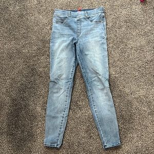 Spanx light wash jeans with elastic waist